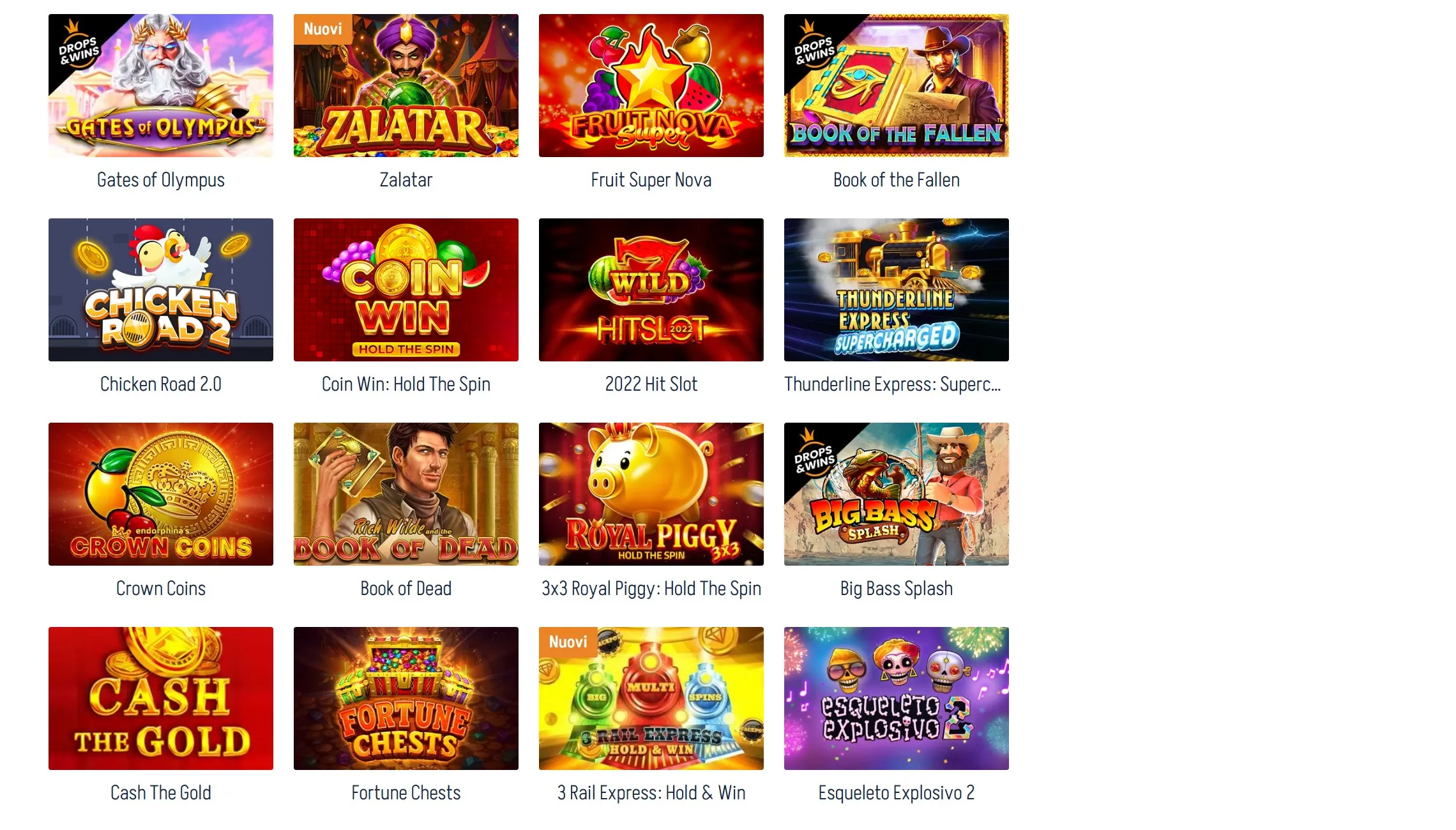 Catalogo dei giochi e delle slot di Winnita Casino